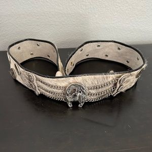 Vintage Equestrian and Coin cowhide belt